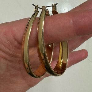 Gold Oval Hoop Earrings